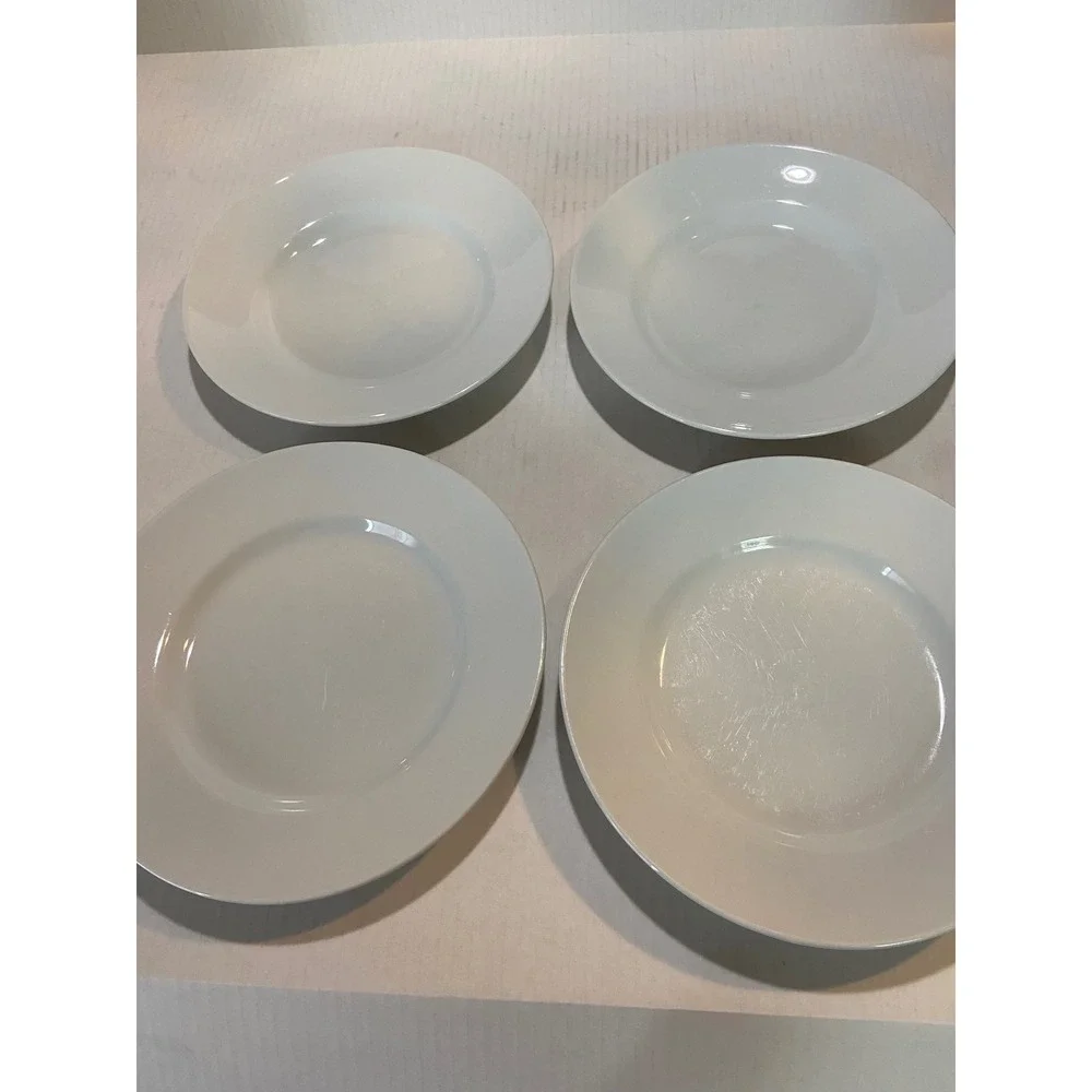 Pottery Barn Great White Salad Plates Set of 4 White Stoneware 8.25 Inch Rimmed